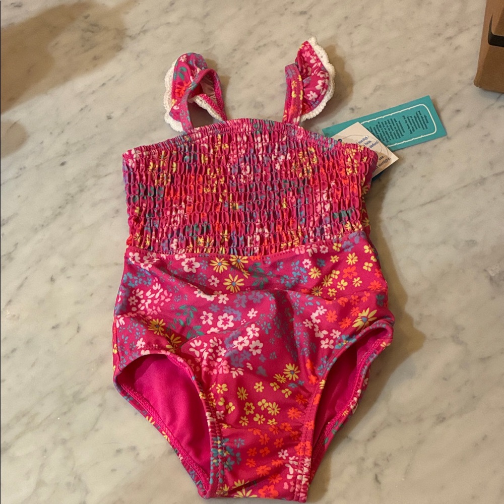 Vibrant Floral Kids One Piece Swimsuit